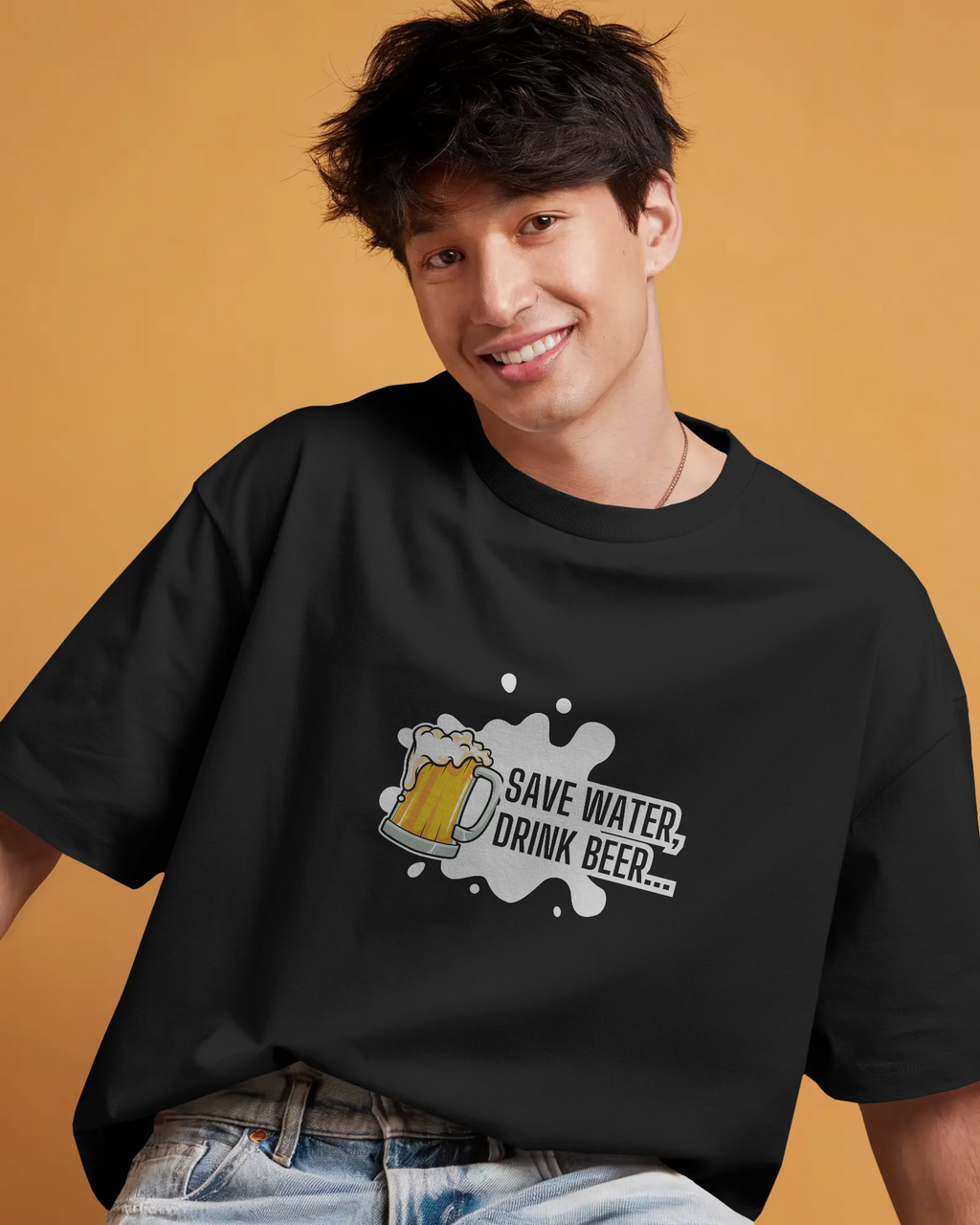 "Drink Beer" - Unisex Oversized Classic T-Shirt Black