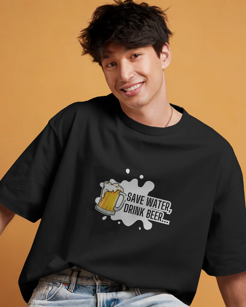 "Drink Beer" - Unisex Oversized Classic T-Shirt Black