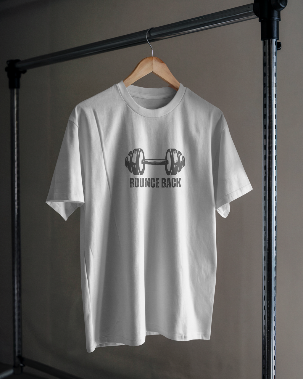 Men's "Bounce Back" White Cotton Gym T-Shirt