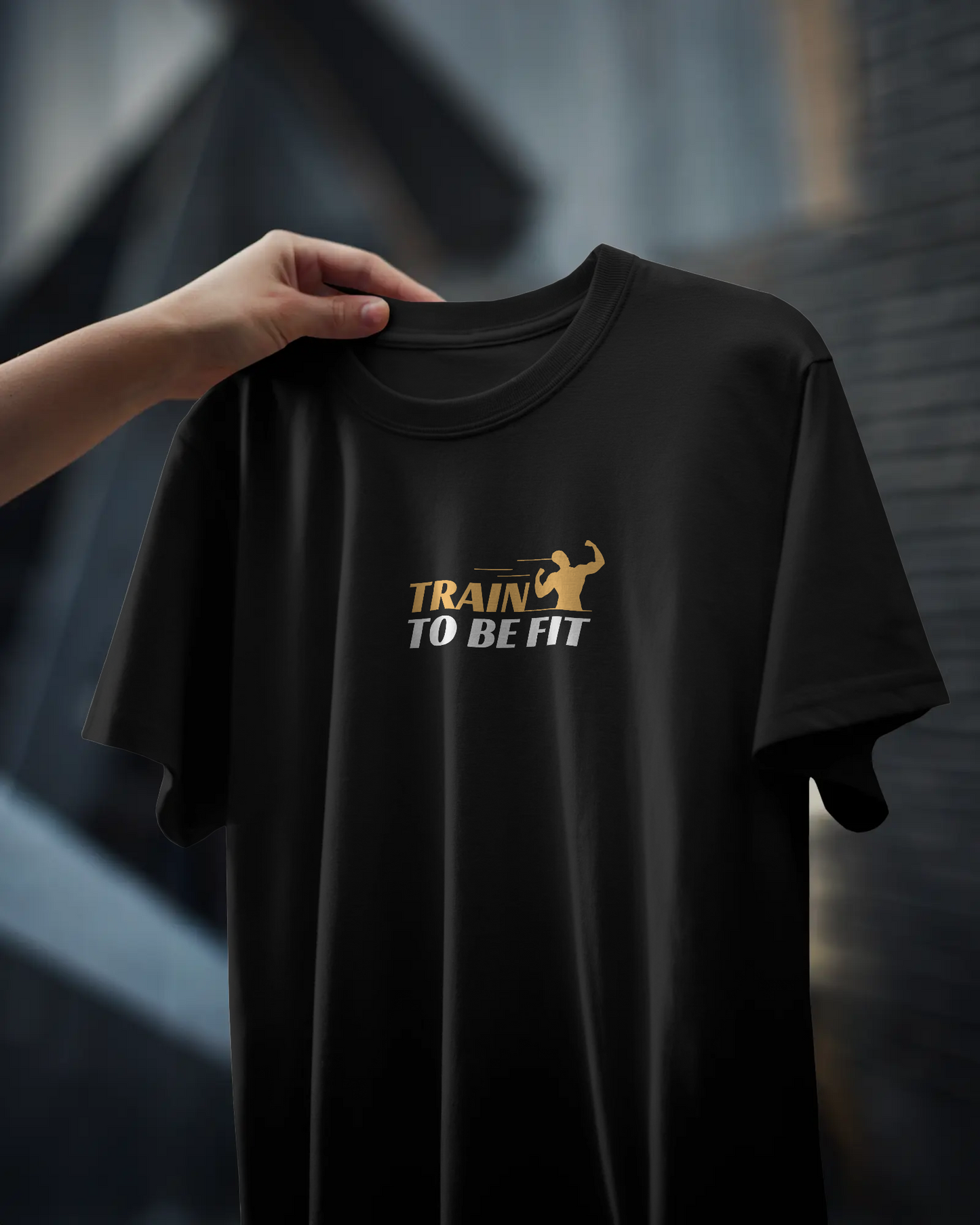 Men's "Train to Be Fit" Black Gym T-Shirt – Performance Workout Tee | Activewear for Fitness Enthusiasts