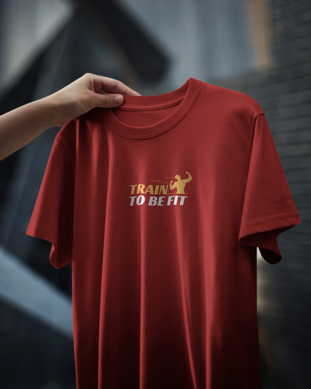 Men's "Train to Be Fit" Red Cotton Gym T-Shirt